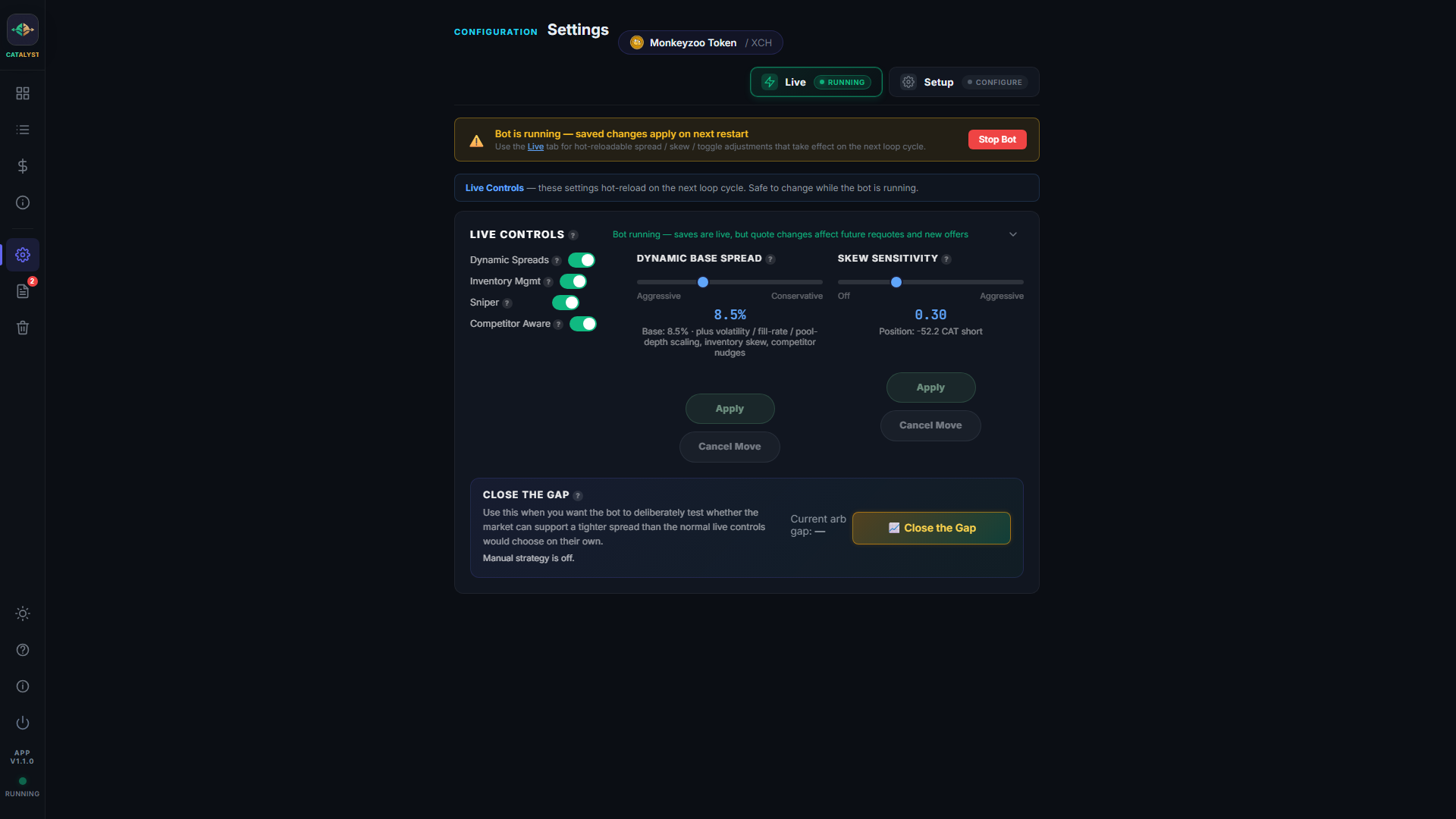 Settings → Live