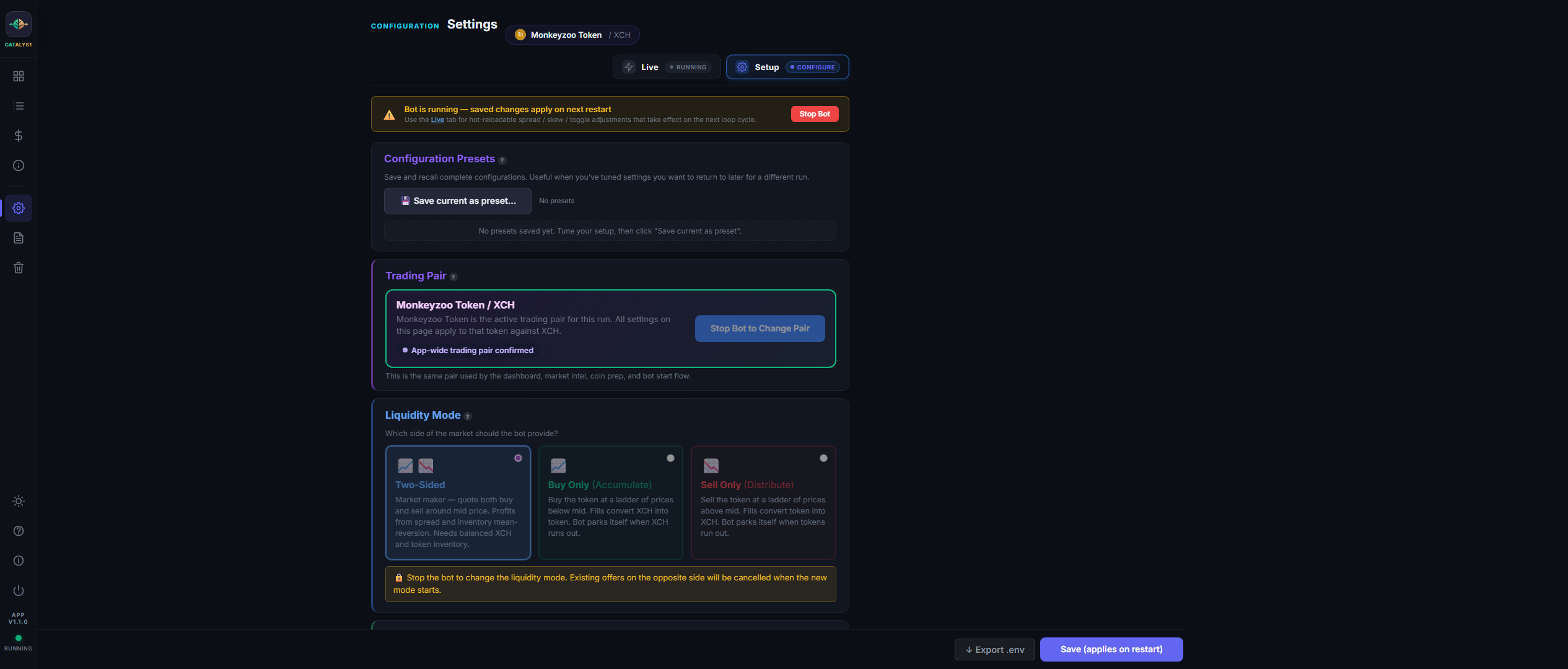 Settings → Setup