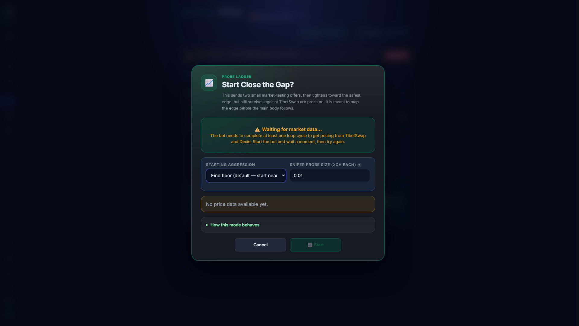 Close the Gap confirmation modal